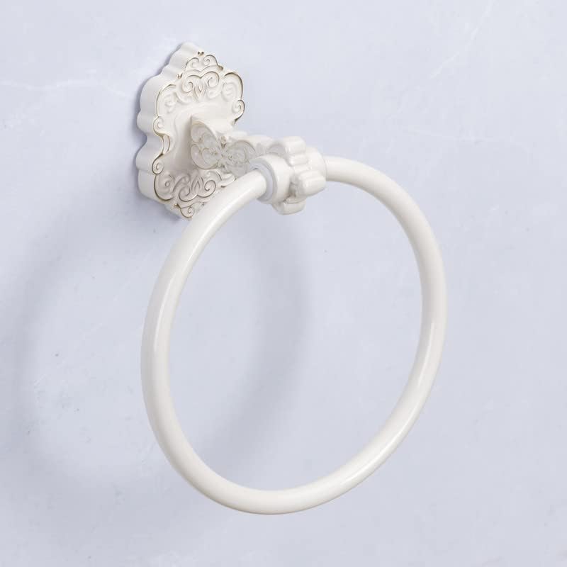 SDH Bathroom Towel Ring - Vintage Style Cream Towel Hanger - Wall Mount Kitchen & Bathroom Hand Towel Holder - Pack of 1 Heavy Duty Decorative Aluminum Hanging Ring for Bathroom - Image 1